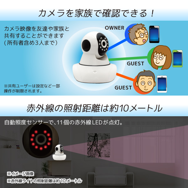 【防犯カメラ】Glanshield（グランシールド）スマ見えCAM Robo Wi-Fiホームカメラ GS-SMC021